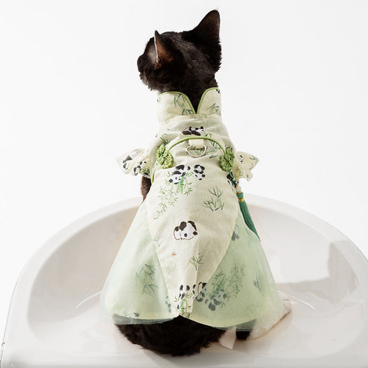 Cat Dress - Chinese Style Panda Woven Fabric - National Style Tassel - XS to XL