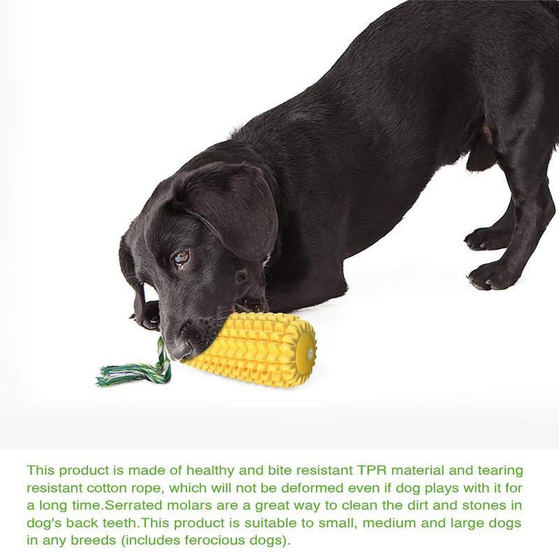 Dog Chew Toy - TPR Squeaky Corn Stick Rope - Yellow
