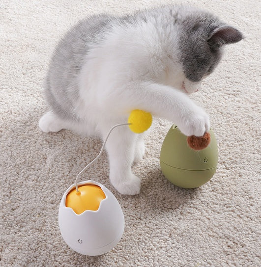 Cat Toy - ABS Cotton Ball Interactive Knot Toy - Green / Pink / White - 7x7x9cm