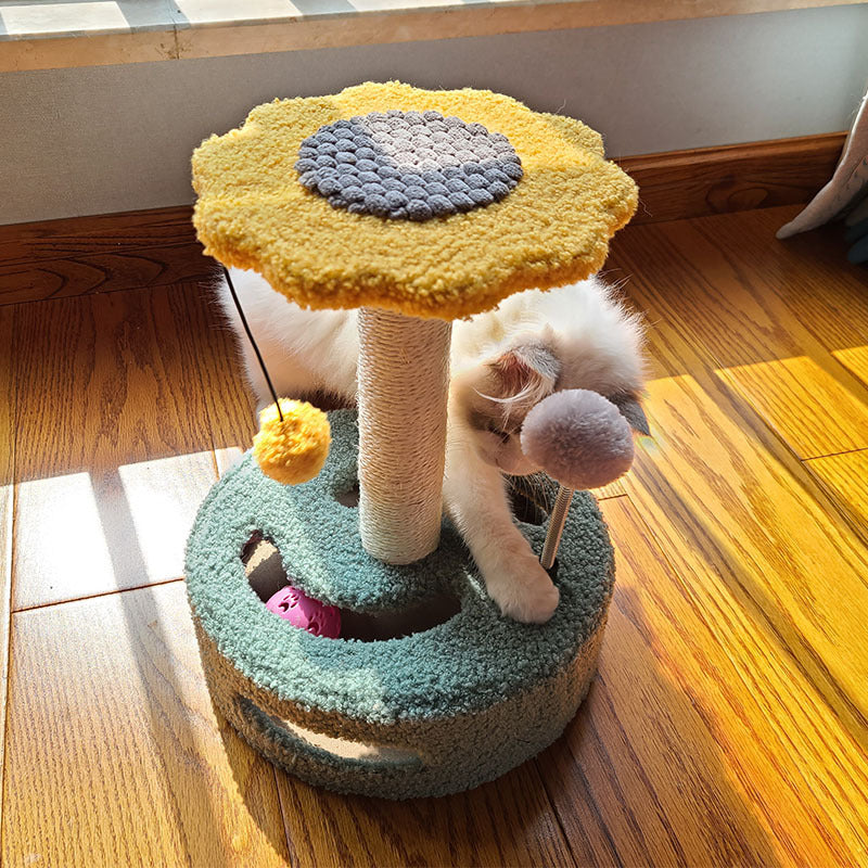 Cat Toy - Sisal Rope Scratch Board Climbing Tower - Pink / Yellow - 25x25x35.5cm