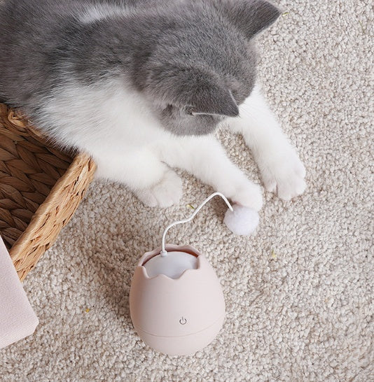 Cat Toy - ABS Cotton Ball Interactive Knot Toy - Green / Pink / White - 7x7x9cm