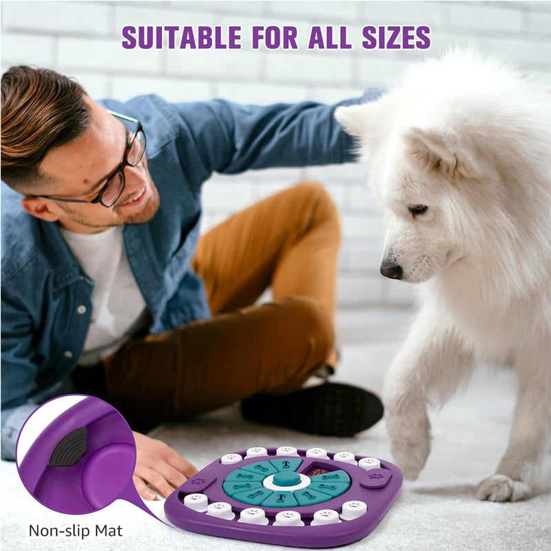 Dog Toy - Interactive 24-Hole Treat Puzzle Enrichment Feeder - Purple