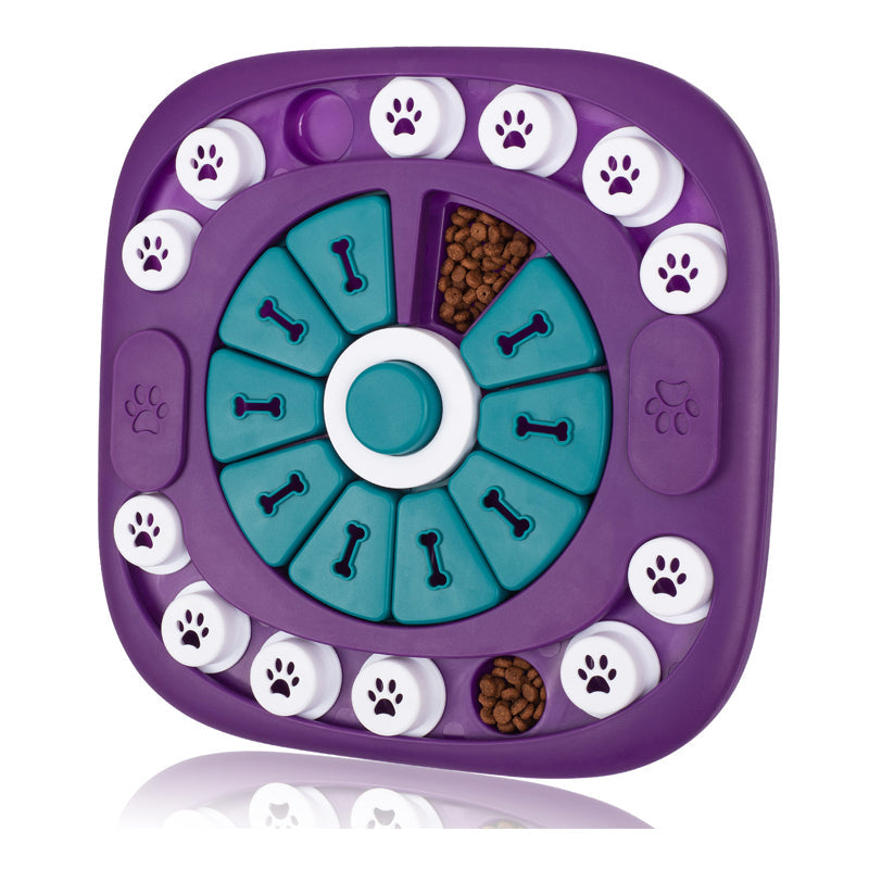 Dog Toy - Interactive 24-Hole Treat Puzzle Enrichment Feeder - Purple