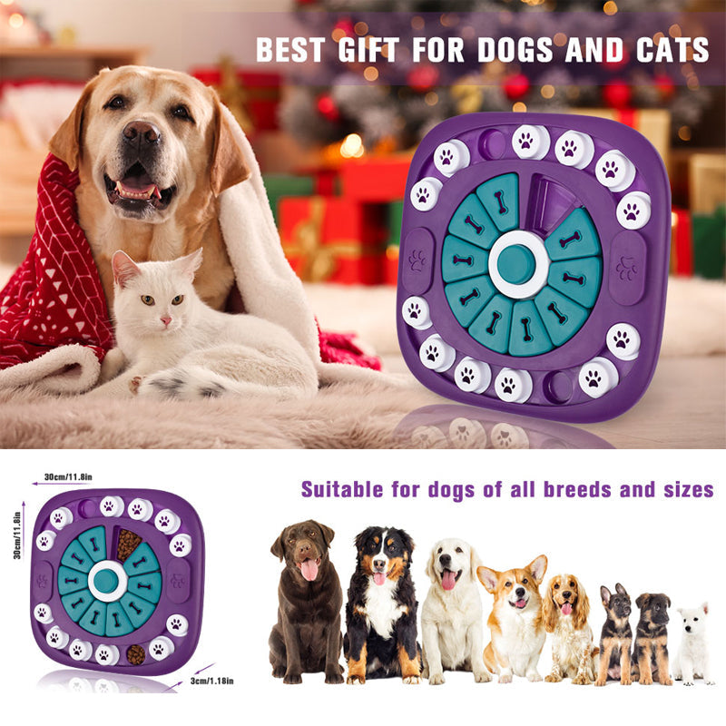 Dog Toy - Interactive 24-Hole Treat Puzzle Enrichment Feeder - Purple