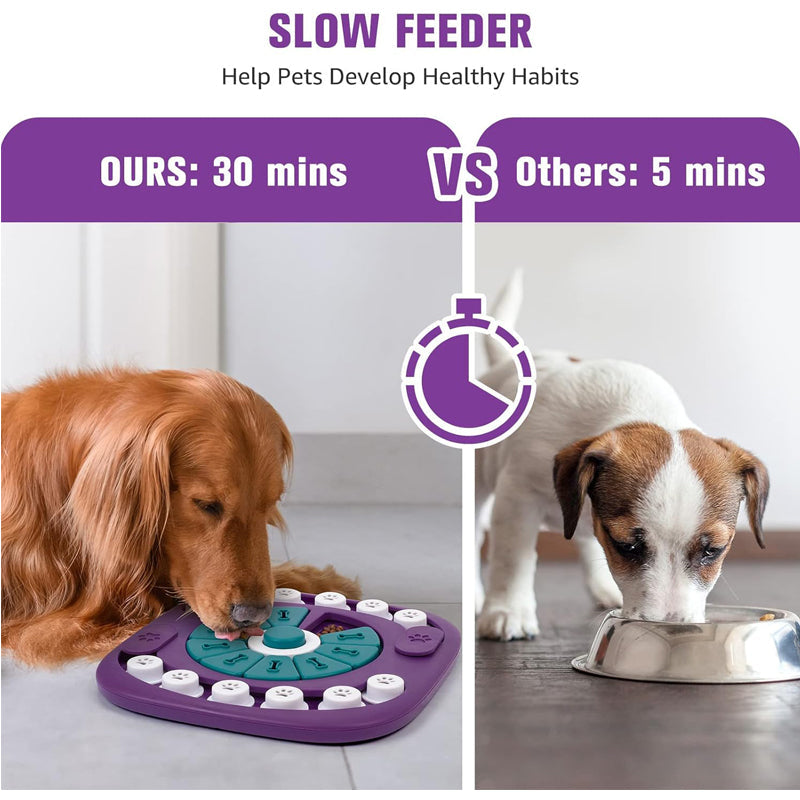 Dog Toy - Interactive 24-Hole Treat Puzzle Enrichment Feeder - Purple