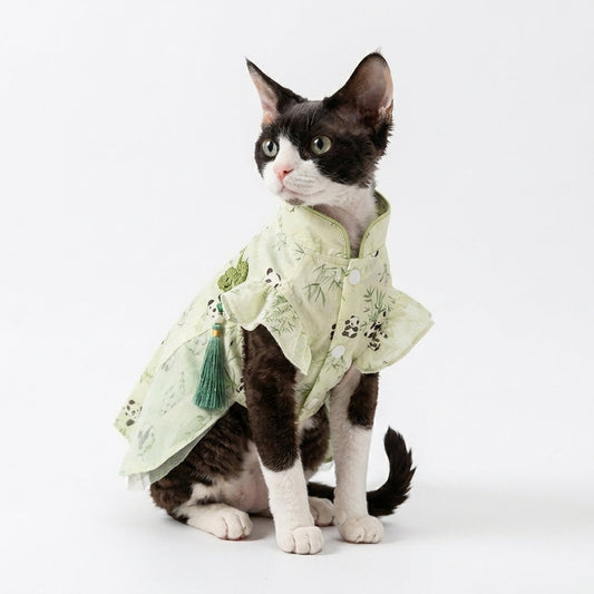 Cat Dress - Chinese Style Panda Woven Fabric - National Style Tassel - XS to XL
