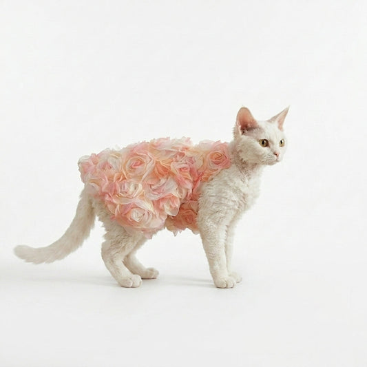 Cat Dress - Double-Layer Mesh 3D Rose Princess - Pink - S to XXL