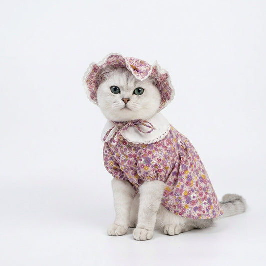 Cat Dress - Cotton Floral Lace Princess - Floral Suit - XS to XL